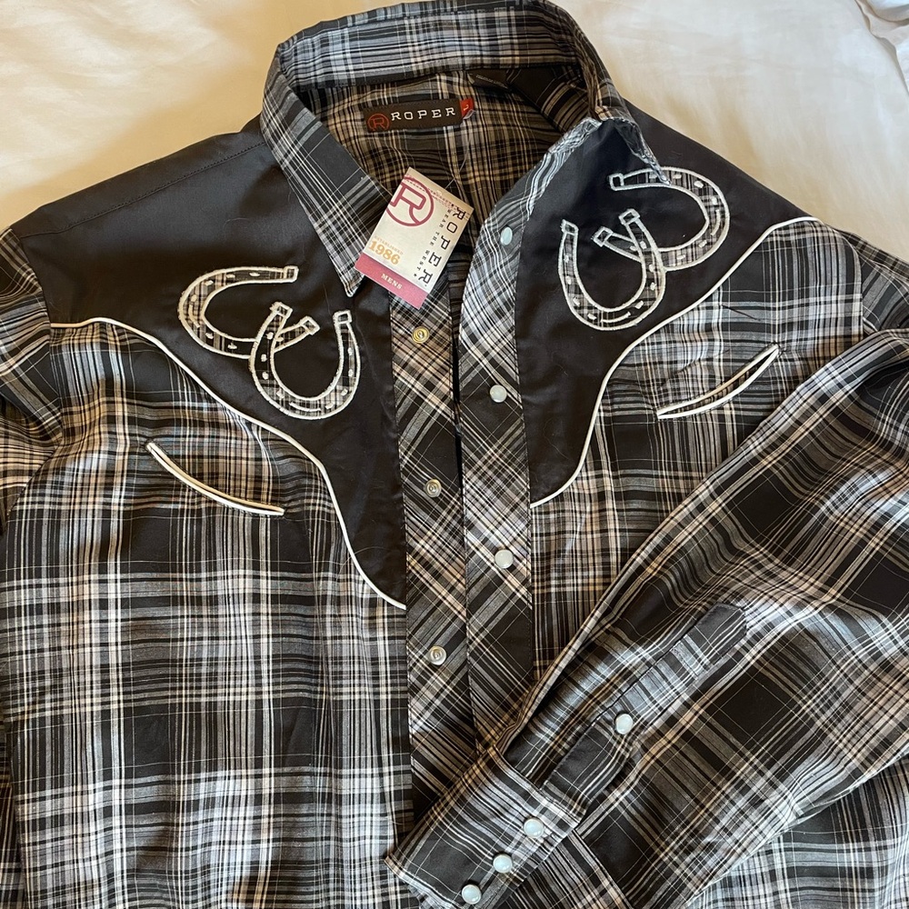 Roper western brown button up